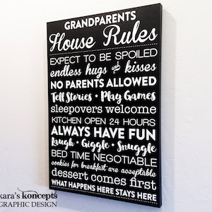 Grandparents House Rules Canvas Gallery Wrap - Grandma&#39;s Rules
