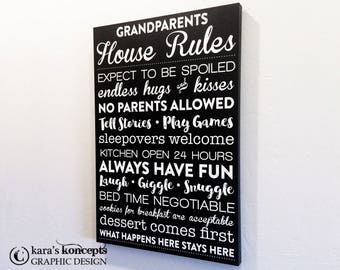 Grandparents House Rules Canvas Gallery Wrap - Grandma's Rules