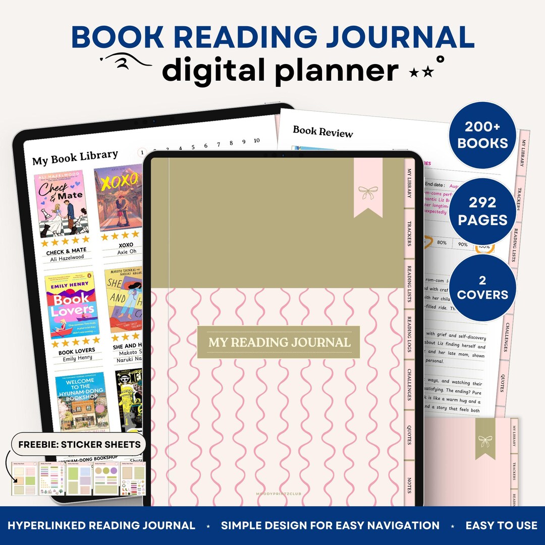 Reading Planner Digital Reading Journal Book Review Journal Reading Log ...