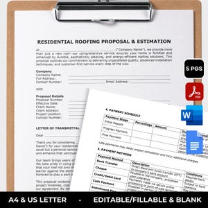 Residential Roofing Proposal Template Roofing Estimate Form Printable Roofing Contract Roofing Agreement Contractor Contract Roofing Form