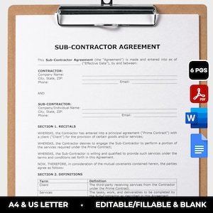 Subcontractor Agreement Template Independent Contractor Agreement General Contractor Subcontractor Forms Construction Form Contract Template