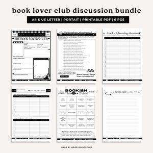 Book Club Discussion Guide Bundle, Printable Book Review, Book Club Question Kit, Book Diary, Reading Journal, A4/Letter Instant Download