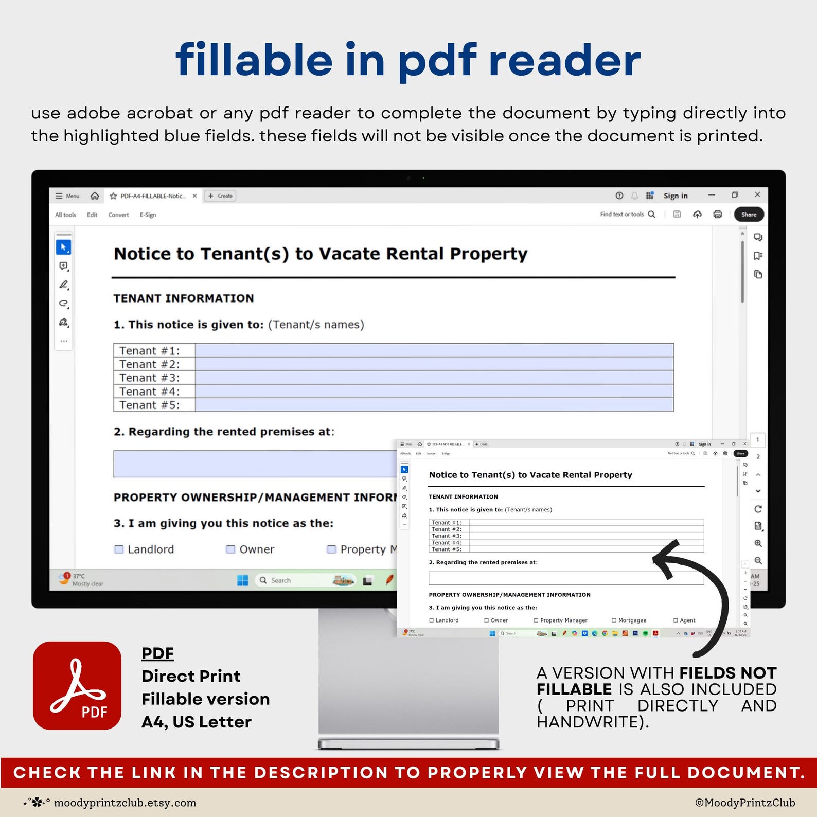 Printable Notice to Vacate Template Notice by Landlord, Editable Tenant ...