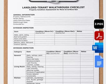 Landlord Tenant Walkthrough Checklist Printable Home Inspection Checklist Editable Tenant Checklist Realtor Checklist Move In Move Out