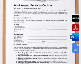 Buchhalter-Servicevertragsvorlage Buchhaltungsvertrag Bearbeitbarer Buchhaltervertrag Druckbare Buchhaltungstätigkeitsvereinbarung Vorlage PDF