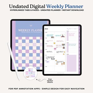 Weekly Planner Digital Planner Undated GoodNotes Planner Weekly Schedule Weekly Organizer Productivity Tool Hyperlinked Planner Minimalist