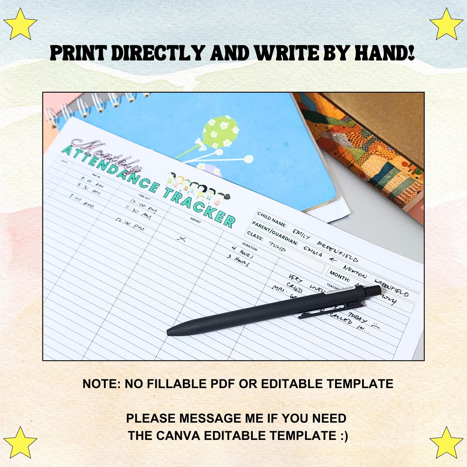 Monthly Attendance Tracker Sheet Log Printable Student Attendance ...