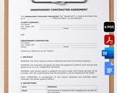Independent Contractor Agreement Template Editable Contractor Form Business Contract Construction Form Contractor Contract Template PDF