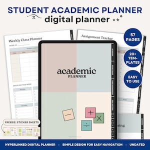 Student Planner Digital Academic Planner Undated Exam Study Planner Assignment Tracker School Planner GoodNotes Planner Digital Notebook