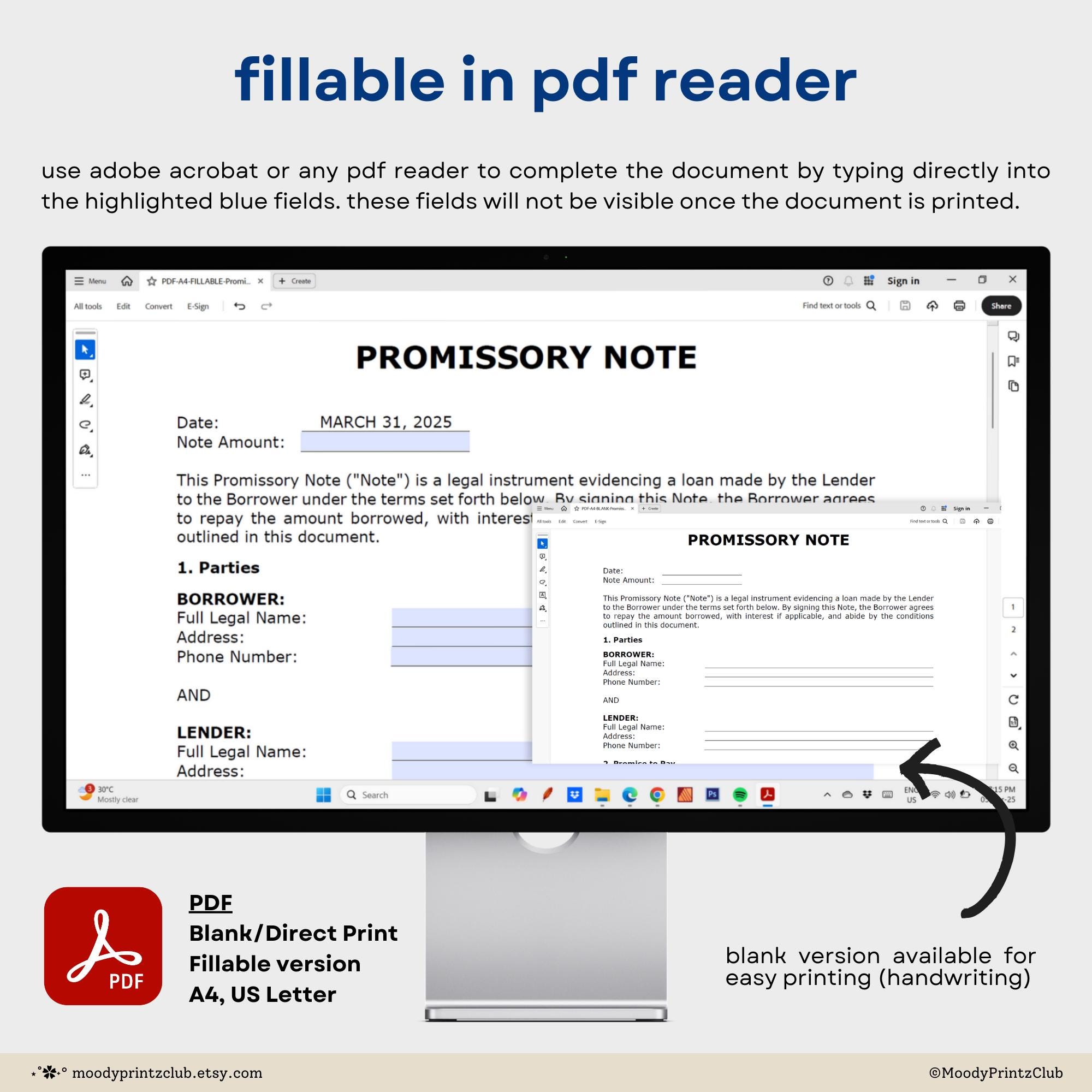Promissory Note Form Fillable Payment Agreement Promissory Note ...
