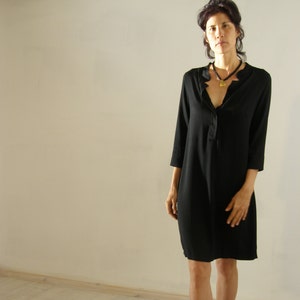 Women's Black Tunic, Black Women Kaftan, Oversized Shirt Dress, Black Caftan Dress, Women Summer Tops, Black Mini Dress, Kurta Curta Dress image 2