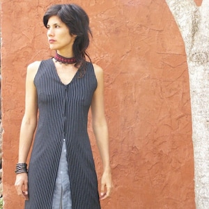 Black Zip Flattering Tunic Vest, Womens Tailored Vest, Plus Black Zip Flattering Tunic Vest, Womens Tailored Vest, Plus