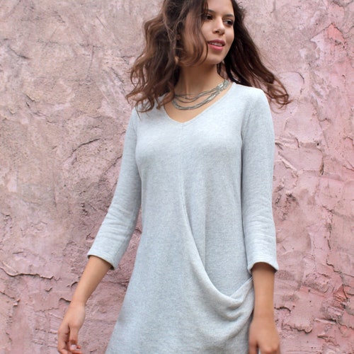 Light Grey Winter Evening Tunic Top Women Warm Casual - Etsy