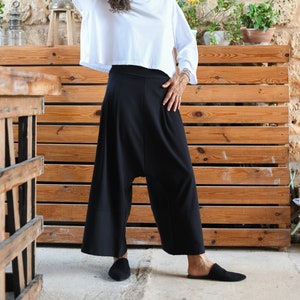 Black Designed Harem Pants, Women Wide Leg Tailored Trousers, Evening Palazzo Pants, Hippie Drop Crotch Pants, Special Occasion Pants