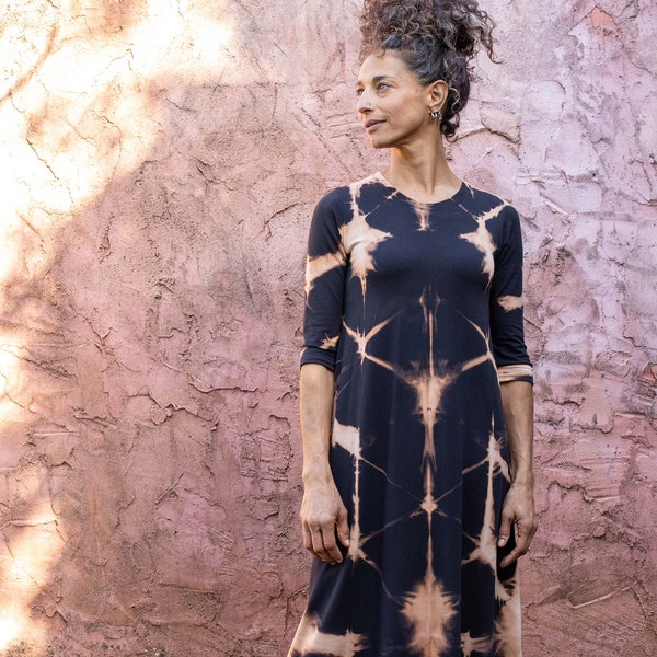 Black Shibori Drawstring Tunic