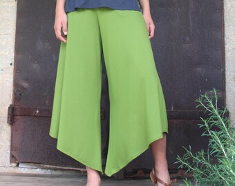 Wide Leg Asymmetric Women Pants, Hippie Chic Home Pants, Triangular Bell Bottom Pants, Palazzo Pants, Bohemian Loose Yoga Pants