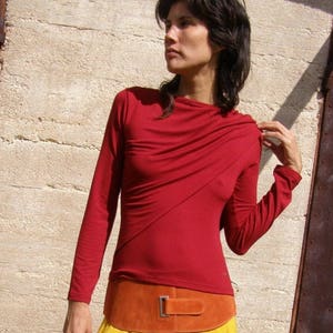 Red Blouse, Convertible Tops, Basic Long Sleeve Shirts, Plus Size Blouses, Multiway Top, Winter Tops, Evening Tops image 1