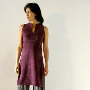 Maroon Fleece Tunic Dress, Sleeveless Pinafore Tunic Top, Side Slit Empire Cut Tops, Spring Spring Blouse, Made To Order, Casual Wear