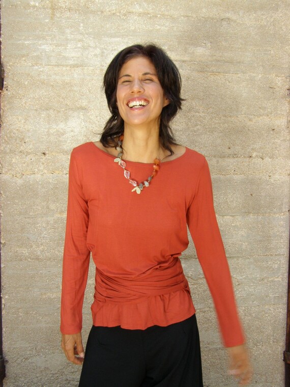 Women Winter Terracotta Blouse Long 
