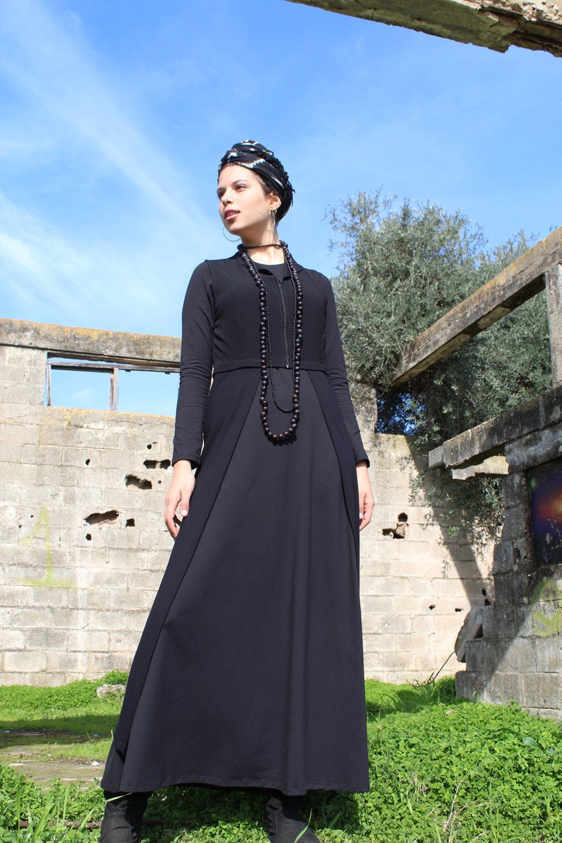 Black Maxi Long Vest, Women Long Sleeveless Cardigan, Unique Casual Black Vest image 6