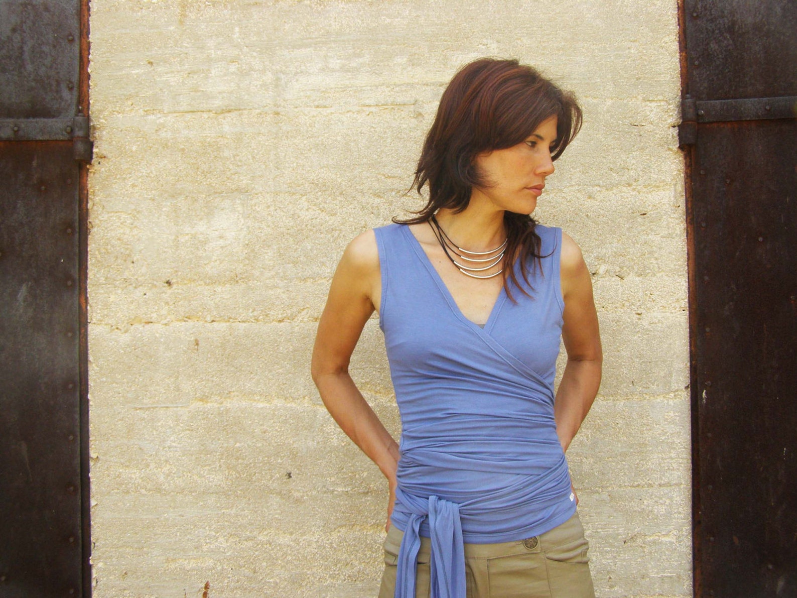 Charcoal Grey Wrap Top Women Sleeveless Summer Top Comfy Etsy