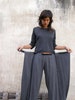 Unique grey Womens pants, Origami trousers, 4 way pants, womens wrap pants, Wide pants, Convertible pants 