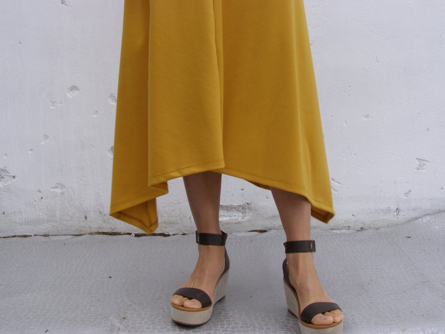 Mustard High Waisted Maxi Skirt Asymmetrical Triangle Skirt - Etsy