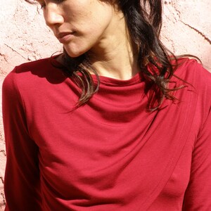 Red Blouse, Convertible Tops, Basic Long Sleeve Shirts, Plus Size Blouses, Multiway Top, Winter Tops, Evening Tops image 4