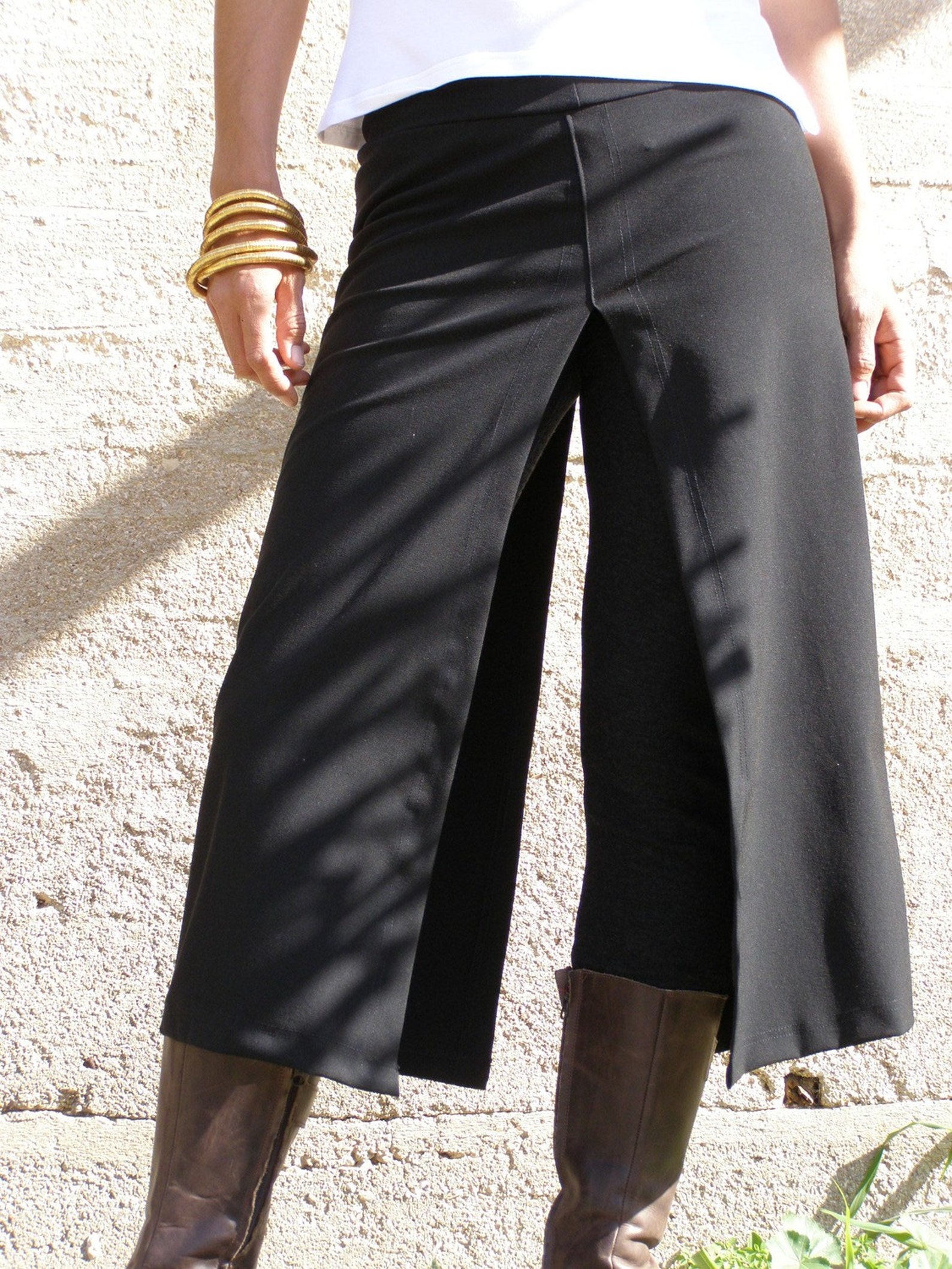 Long Black Skirt Split Midi Skirt Slit Skirt Layered Skirt Etsy