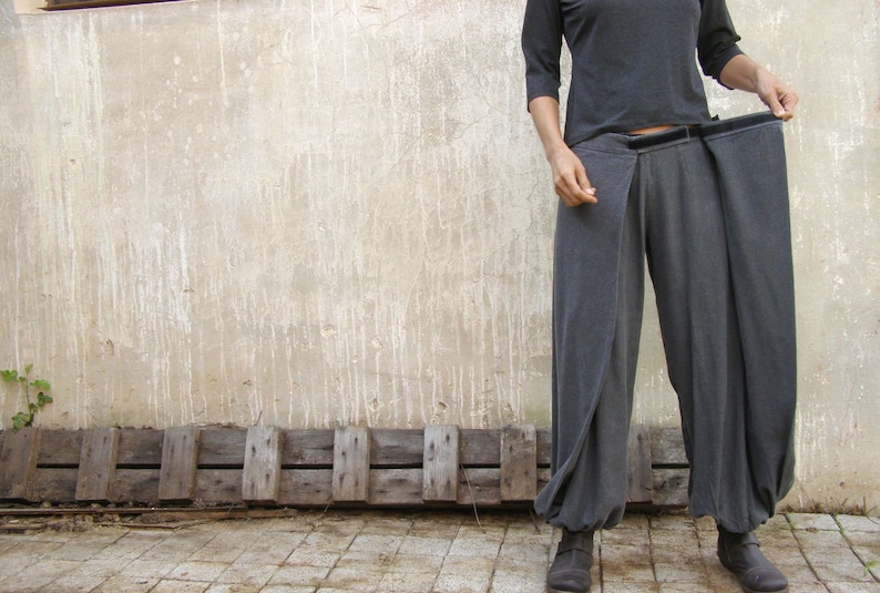 Unique Grey Womens Pants Origami Trousers 4 Way Pants - Etsy