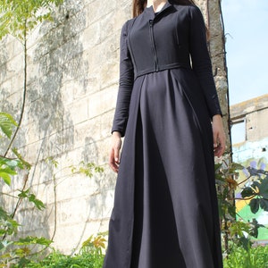 Black Maxi Long Vest, Women Long Sleeveless Cardigan, Unique Casual Black Vest image 4