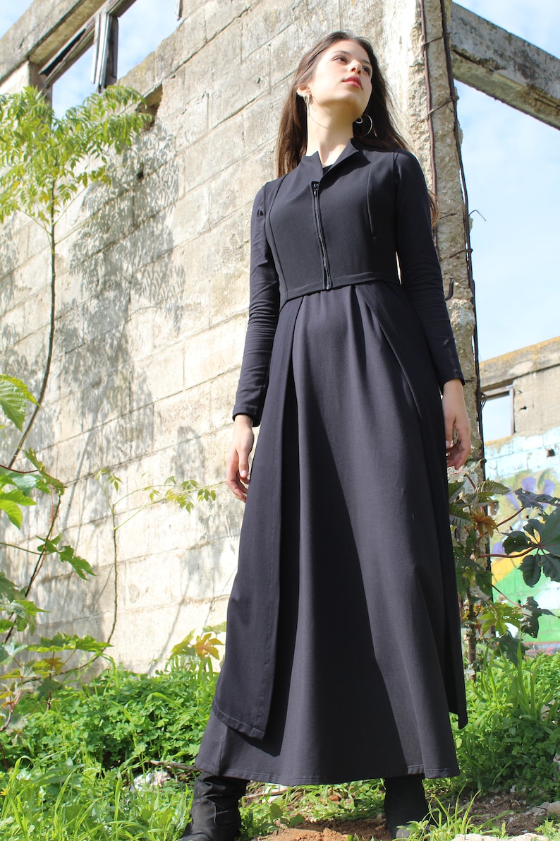 Black Maxi Long Vest, Women Long Sleeveless Cardigan, Unique Casual Black Vest image 4