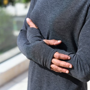 Cozy Edge Notched Thumbhole Long Sleeve Tee