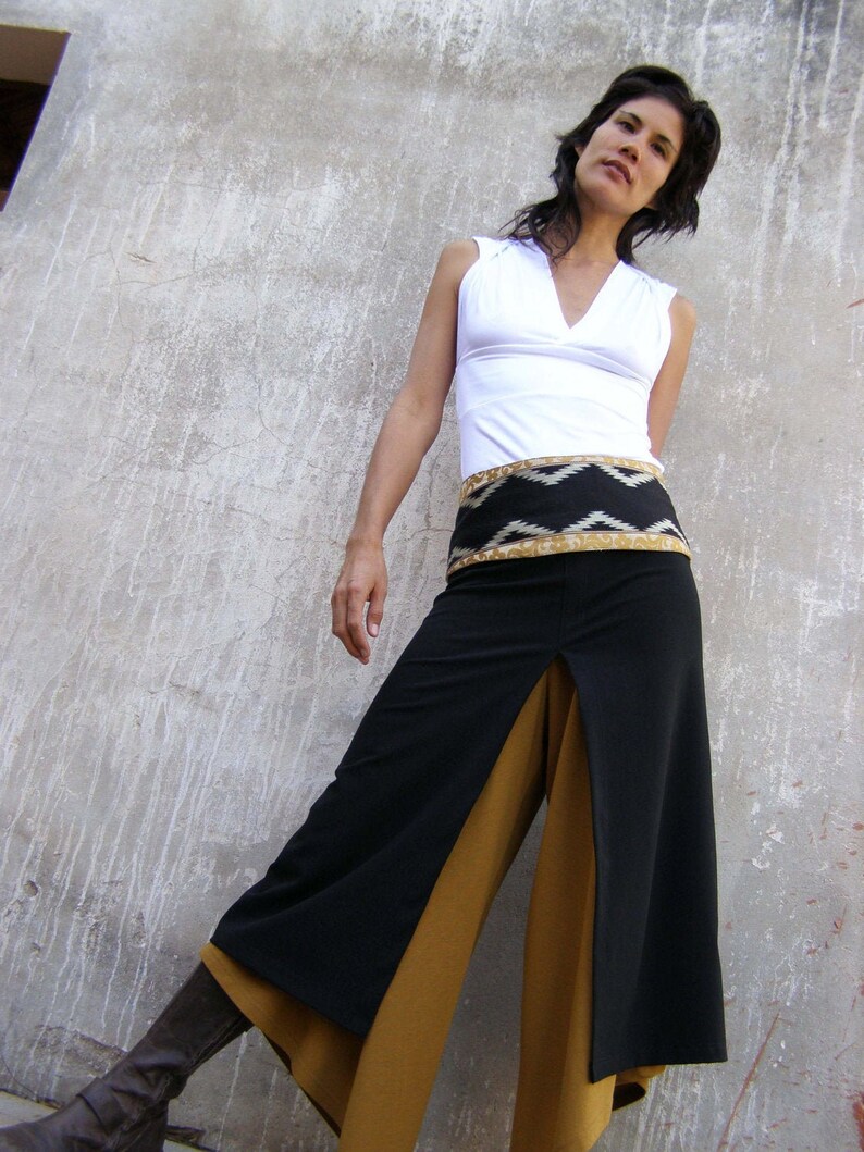 Layered Slits Skirt Boho Chic Split Skirt Black Long Skirt Etsy