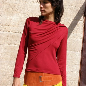 Red Blouse, Convertible Tops, Basic Long Sleeve Shirts, Plus Size Blouses, Multiway Top, Winter Tops, Evening Tops image 7