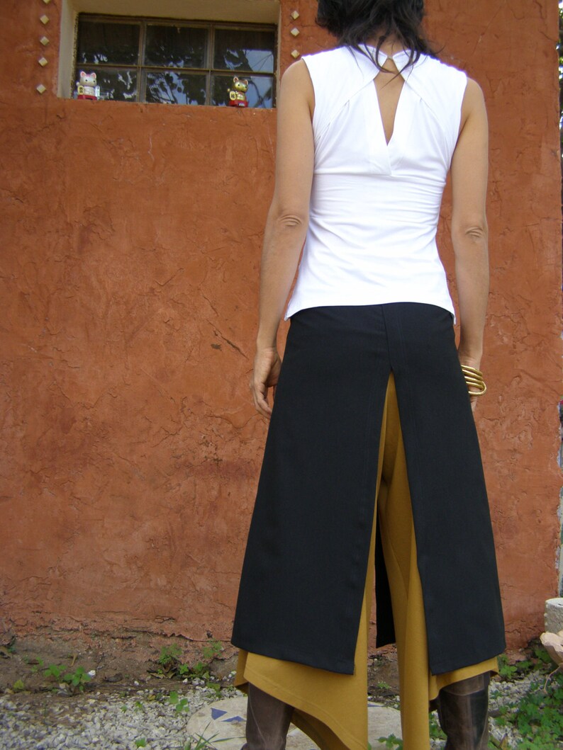 Layered Slits Skirt Boho Chic Split Skirt Black Long Skirt Etsy