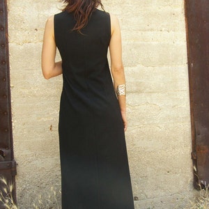 Black Tunic Dress, Maxi Tunic, Black Tunic Top, Elegant Split Tunic Dress, Evening Wear, Mother Of The Bride Dresses,Zipper Dress image 3