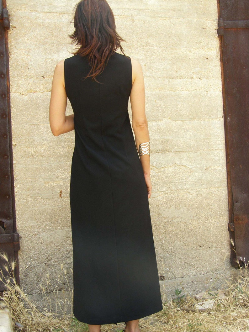 Black Tunic Dress, Maxi Tunic, Black Tunic Top, Elegant Split Tunic Dress, Evening Wear, Mother Of The Bride Dresses,Zipper Dress image 3