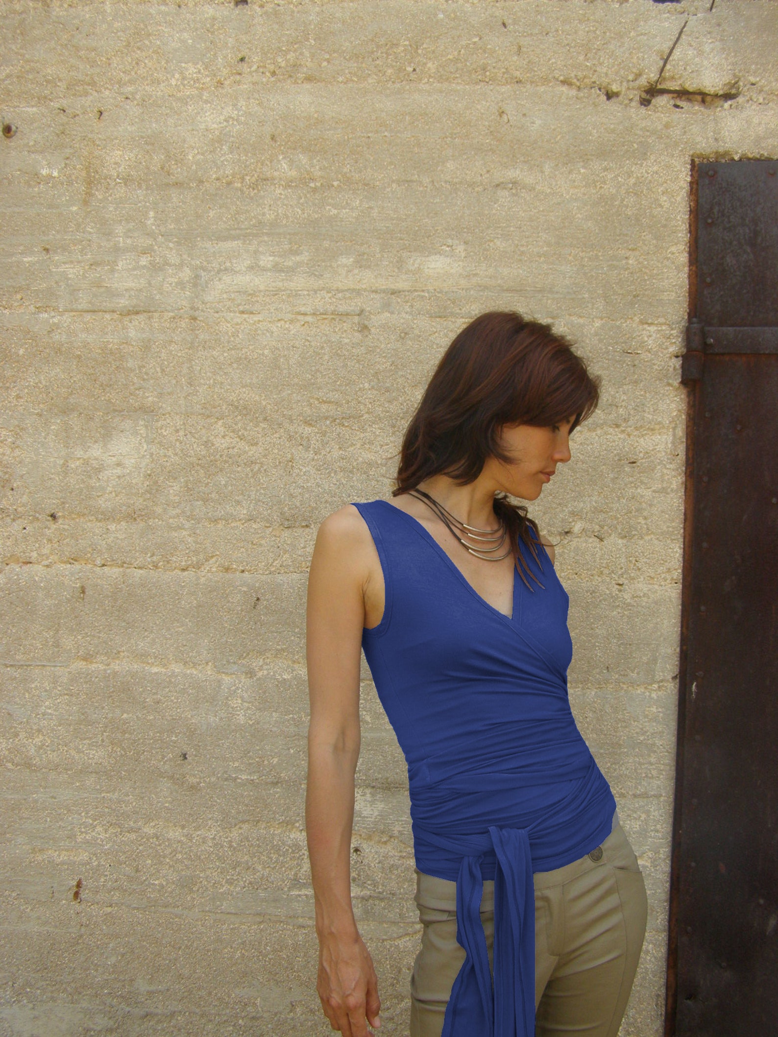 Charcoal Grey Wrap Top Women Sleeveless Summer Top Comfy Etsy