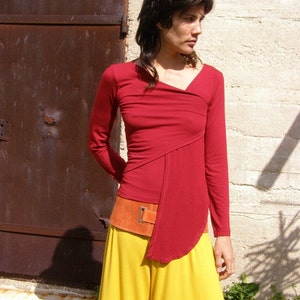 Red Blouse, Convertible Tops, Basic Long Sleeve Shirts, Plus Size Blouses, Multiway Top, Winter Tops, Evening Tops image 3