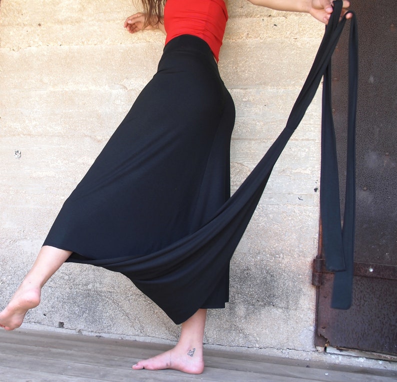 Black Maxi Skirt-Pants, Boho Urban Hippie Chic Skirts for Women image 1