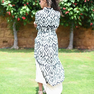 Black and White Geometric Kimono Wrap Dress With Matching Obi Belt ...