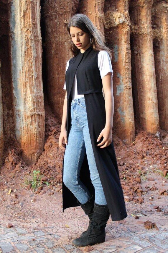long black vest cardigan
