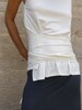 Cream Summer Sleeveless Tops, Women Formal White Wrap Blouse 