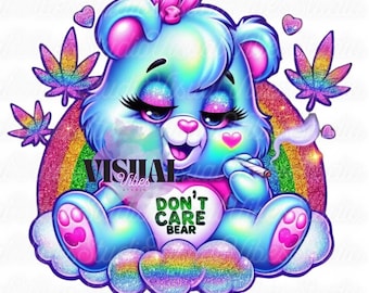 Cute Rainbow Bear PNG, 420 Sublimation Image (Digital Download)