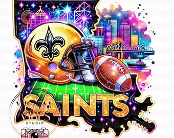 Saints PNG, Glam Football PNG, Gold Helmet PNG New Orleans Football Design (Digital Download)