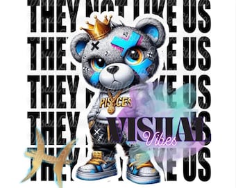 Big Pisces Energy PNG: Teddy Bear Sublimation Image (Digital Download)