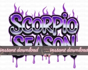 Scorpio Season PNG, Purple Flame Zodiac Drip Digital Download