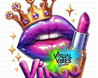 Virgo Lips PNG: Zodiac Crown, Lipstick Clipart (Digital Download)