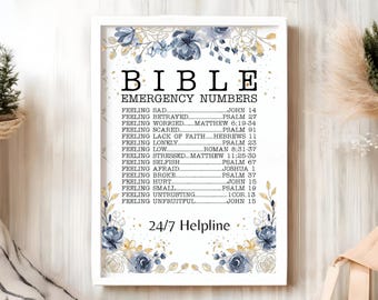 Framed Christian Art, Bible Emergency Numbers, Christian Home Decor, Floral Scripture Prints